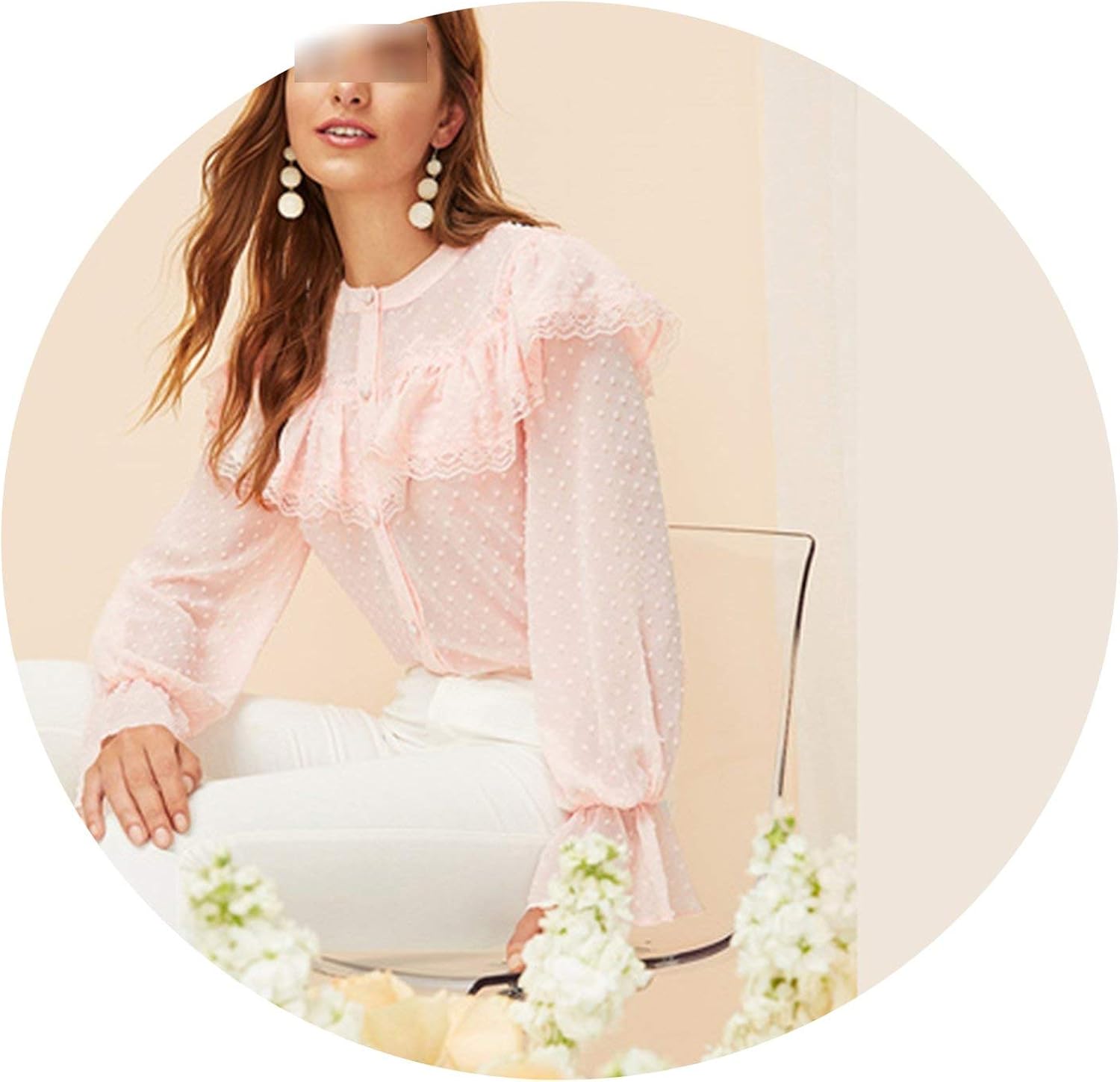 pink top with ruffle sleeves