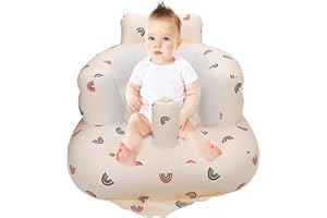 CACSPS Inflatable Baby Seat for Babies 3 Months & Up,Baby Support Seat Summer Toddler Chair for Sitting Up,Baby Shower Chair Floor Seater with Built in Air Pump (Rainbow)