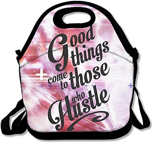 Starophi Good Things Come To Those Who Hustle Insulated Lunch Backpack With Zipper,Carry Handle And Shoulder Strap For Adults Or Kids Black
