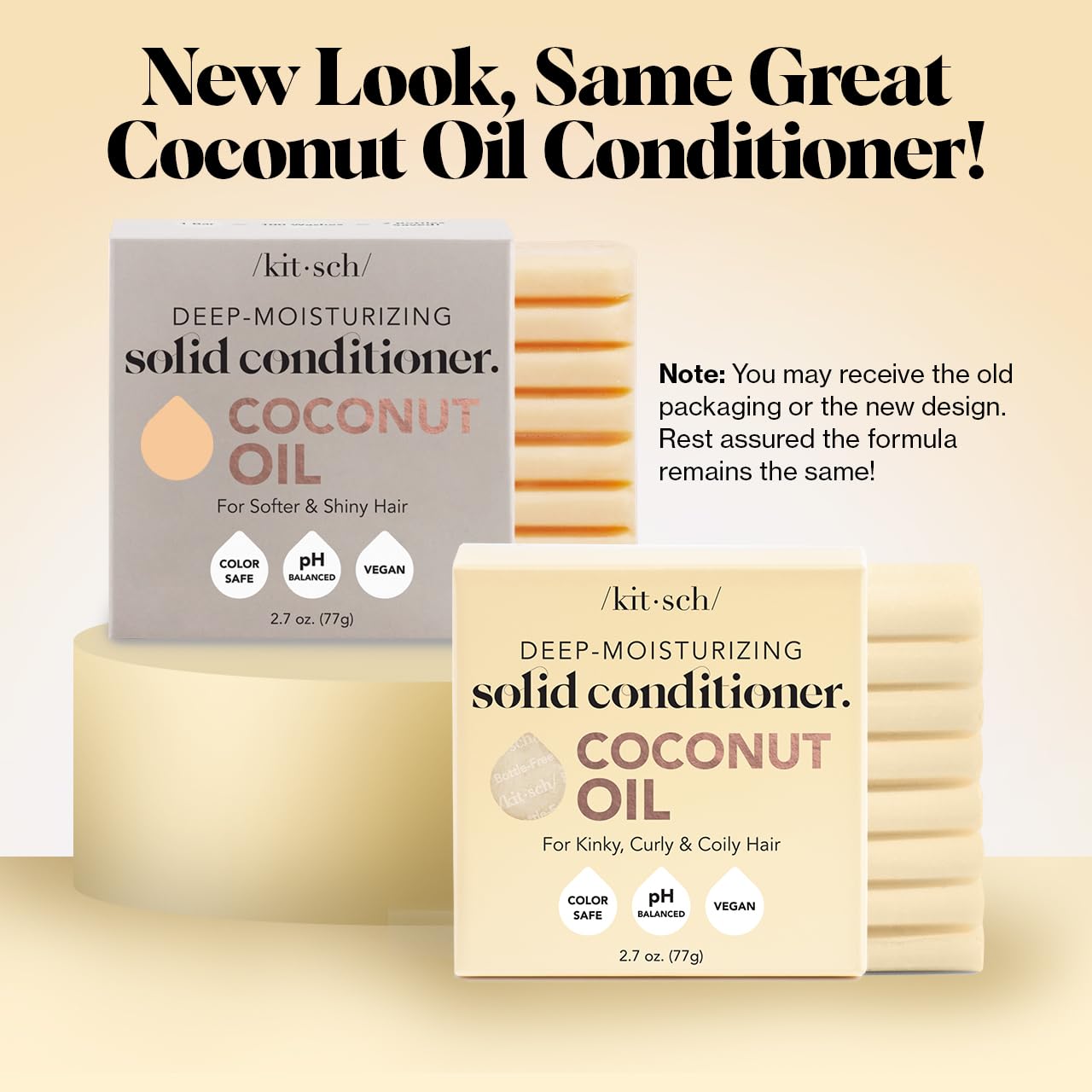 Kitsch Coconut Oil Conditioner Bar - Hair Conditioner For Women and Men - Deep Moisturizing, Nourishes, Hydrate & Soften Damaged Dry Hair - Silicone, Paraben & Sulfate Free - 2.7 oz