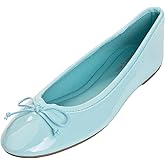 FEVERSOLE Women's Macaroon Colorful Memory Foam Cushion Insock Patent Ballet Flat