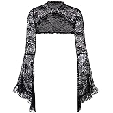 Bolero Shrug Top Trad Goth Black Shawls and Wraps for Evening Dresses Short Cardigan