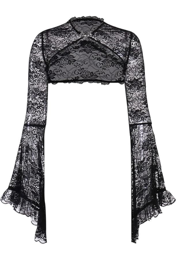 Amazon.com: Gothic Crop Top Goth Lace Bolero Black Shrug Cardigan