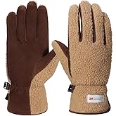 Harssidanzar Sherpa Gloves Women's Outdoor Winter for Gloves Genuine Suede Lined SL021US