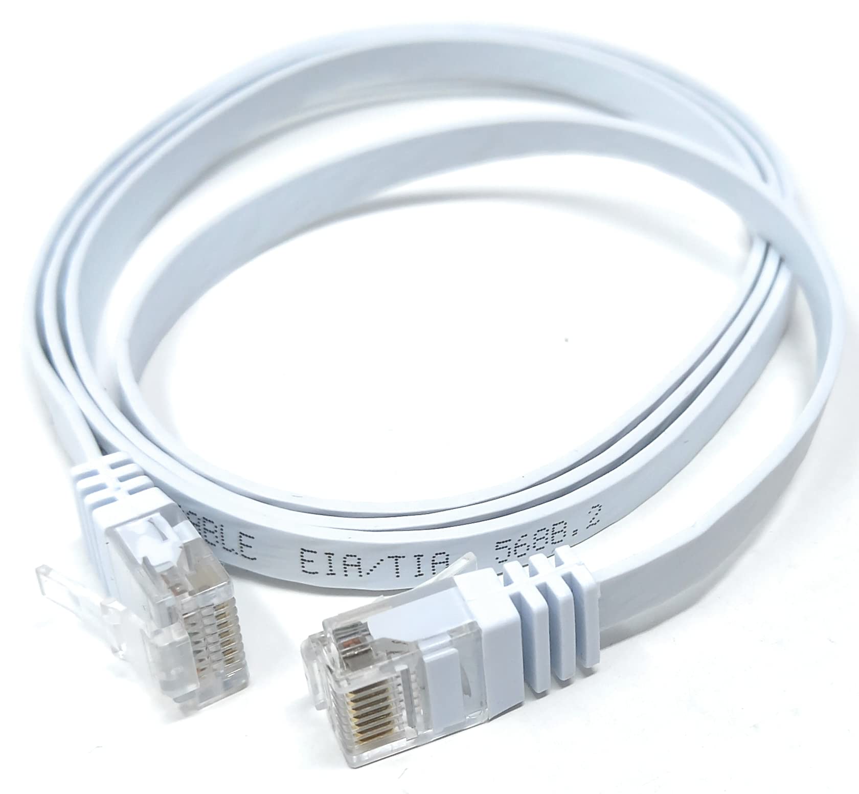 DRUT 1m FLAT CAT6 RJ45 Ethernet LAN Patch Cable, Low Profile GIGABIT Full Copper 32AWG, Lead Allows Up to 1000Mbps Speed 3.3ft White