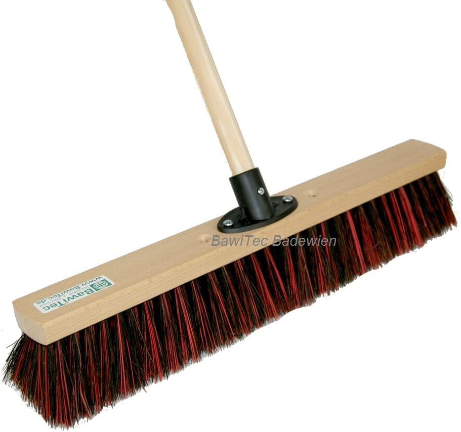 BawiTec Arengabesen Mix Straßenbesen mit Stiel 40cm 50cm 60cm 140cm 160cm Kunststoffhalter Quickhalter Arenga-Besen Kehrbesen Outdoor (Besen 50cm / Stiel 160cm)