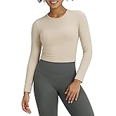 G4Free BareFeel Long Sleeve Workout Tops for Women Slim Athletic Gym Yoga Shirt Cropped Basic Tight Shirt