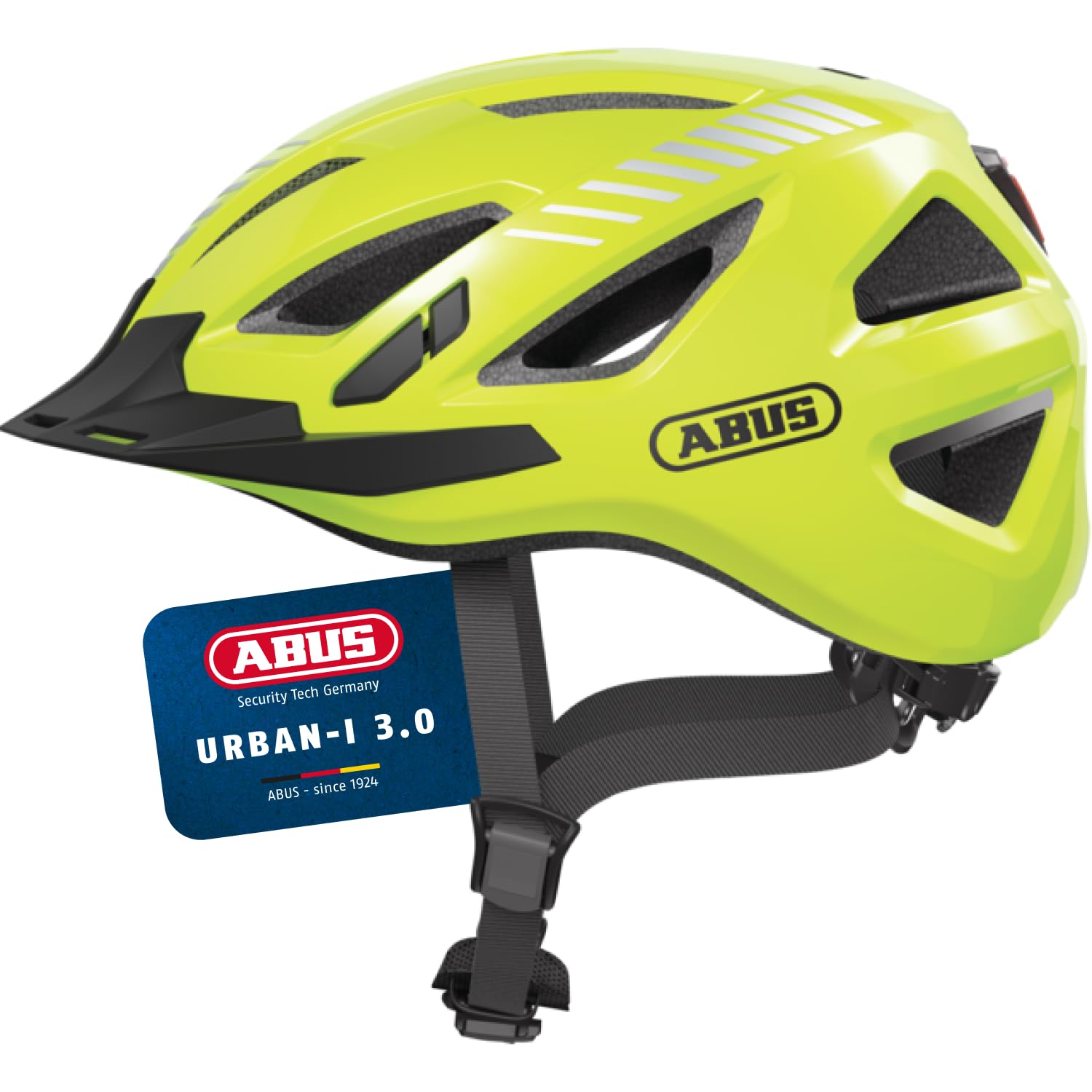 ABUS Stadthelm Urban-I 3.0 - Fahrradhelm mit Rücklicht, Schirm und Magnetverschluss - für Damen und Herren - Gelb (signal yellow), Größe M