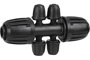 WZFLRUA 1/2 Inch To 1/4 Drip Irrigation Fittings - 8 Pack Drip Line Irrigation 1/2'' to 1/4'' Barbed Tee Adapter Anti-Drop Lock Nut Barbed Reducer 6 Way Connectors for Drip Irrigation System