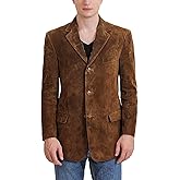 BGSD Men Liam 3-Button Leather Blazer Sport Coat Jacket (Also available in Big and Tall and Short)