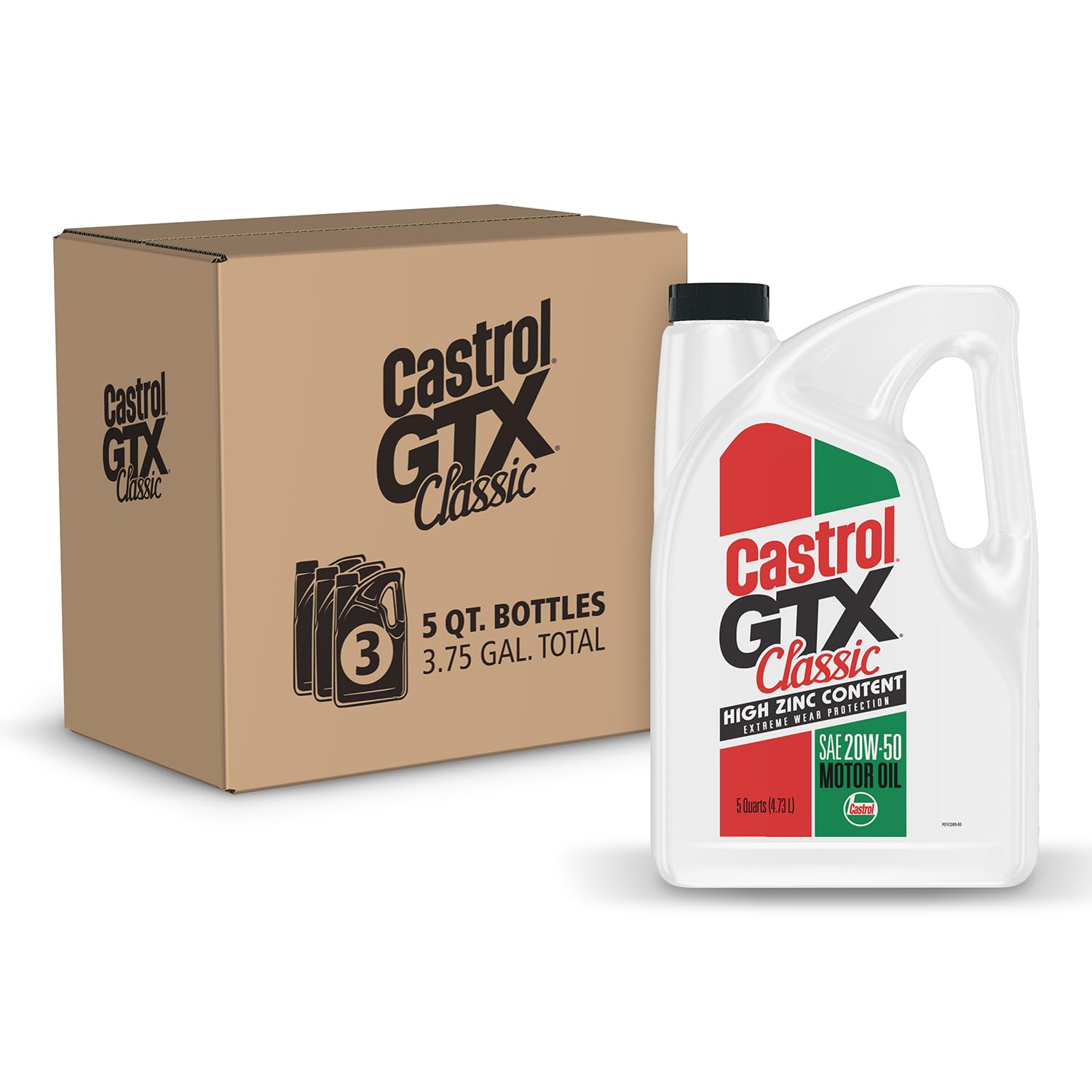 Castrol GTX Classic 20W-50 Conventional Motor Oil, 5 Quarts, Pack of 3 Image