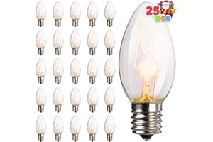 Joiedomi 25-Pack C9 Light Bulb - Replacement Light Bulbs for Christmas String Light Outdoor, Indoor, Lawn, Tree, Panel Decor, E17 Candelabra Base, Longer Life 120V 7W