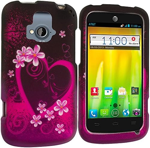 Purple Love 2D Hard Rubberized Design Case Cover for ZTE Radiant