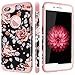 iPhone 7 Plus Case Flower,iPhone 8 Plus Case,Fingic Floral Series Slim Case for Girls Women Hard PC Soft Rubber Anti-Scratch Shock Proof Protective Case Cover for iPhone 7/8 Plus,Rose Flower/Rose Gold