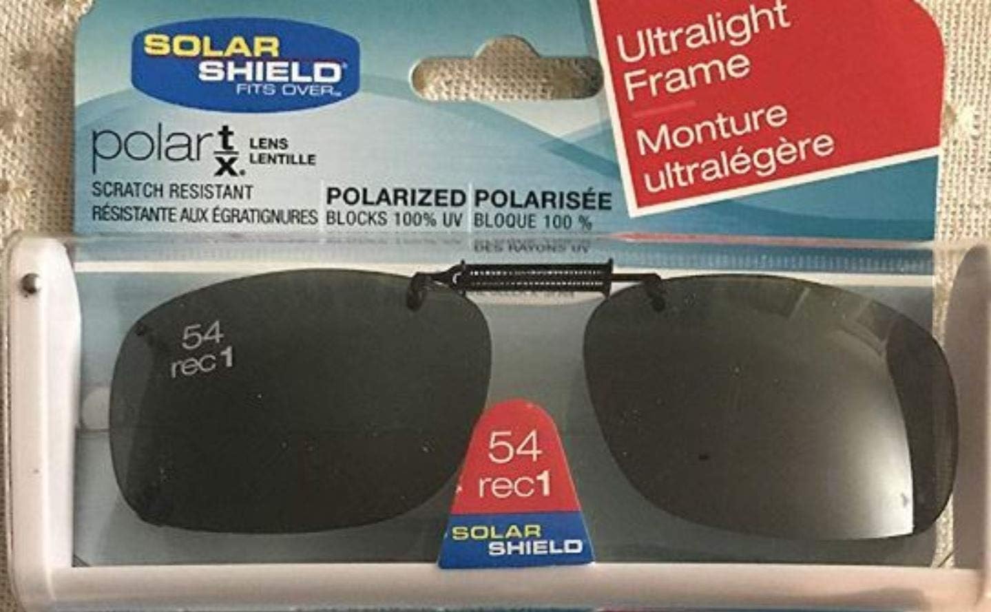 3 SOLAR SHIELD Clip-on Polarized Sunglasses Size 54 rec 1 Black Frameless NEW