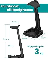 Klearlook Headphone Stand Holder w/ Cable Clip Phone Mount Universal Black view 7