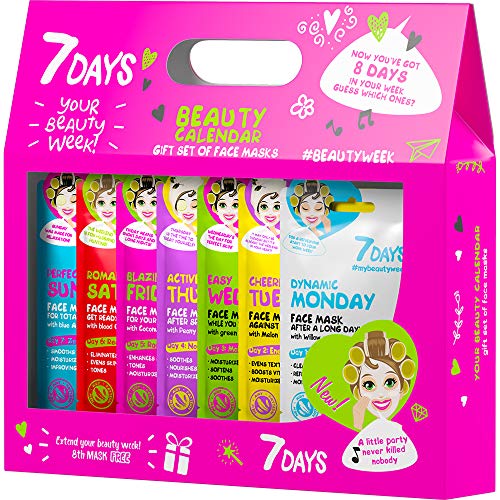 Kit di 8 Maschere per il Viso Cura della Pelle per Una Settimana Tutti i Tipi di Pelle Idratazione Antirughe Antiacne Regalo per Lei | 7DAYS