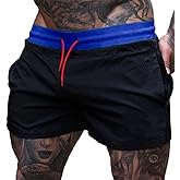Men's 4" Inseam Running Shorts with Zipper Pocket Without Lining Black 2XL