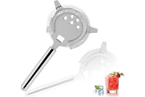 HERCHR 2-Prong Cocktail Strainer, 304 Stainless Steel Hawthorne Strainer with Fine Mesh Filter (4.1x7.8) Bartender Essential 