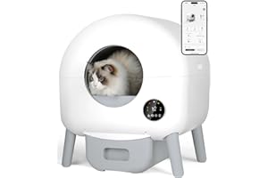 ZEACOTIO Self Cleaning Litter Box -100L Automatic Cat Litter Box Self Cleaning, All Cats Can Use, with 1 Roll Garbage Bags and Mat, App Control, White.