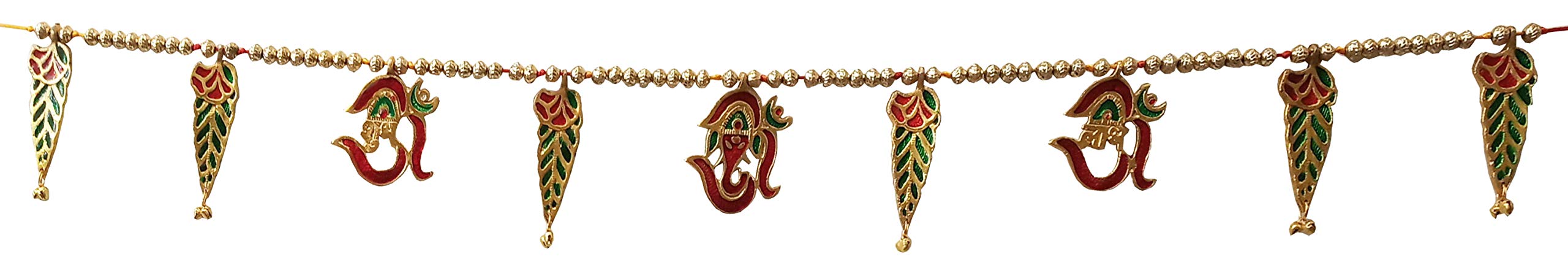Purpledip Metal Bandhanwar Toran Festoon Wall Hanging: Om Ganesha Shubh Labh (12202A)
