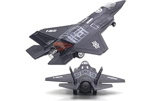 OTONOPI Fighter Jet Military Plane Model F-35 Aircraft Army Air Force Diecast Metal Pull Back Bomber Attack Plane with Lights and Sounds for Kids or Commemorate Collection
