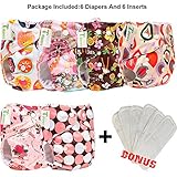 6pcs+6 INSERTS Adjustable Reusable Lot Baby Washable Cloth Diaper Nappies (girl color F)