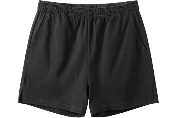 Amy Coulee Mens 4 Inch Cotton Sleep Shorts, Lounge Pajamas with Pockets | Breathable Cozy Fabric, Regular Fit, Split Side, El