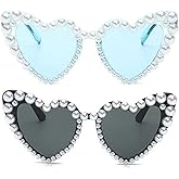 COTIA Luxury Fine Shimmering Love Pearl Sun Glasses Women Heart Glasses Casual Bling Sunglasses