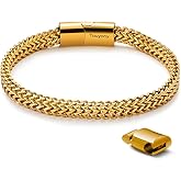 Men's Stainless Steel Bracelet Gold & Silver Adjustable Wristband for Men Cuban Franco Chain Bracelet - Stylish Gift for Sons Boyfriends Husband - Durable and Elegant Men's Bracelet