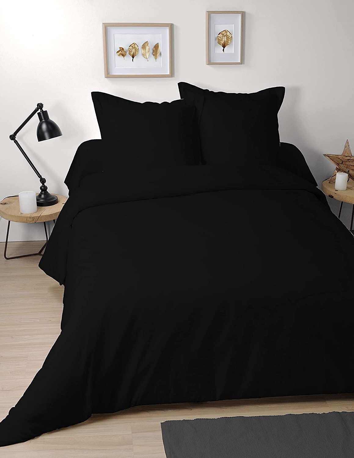 LOVELY CASA HC44820001 Alicia HC 100% Cotton Bed Sheet - 260 x 240 cm, black, 260 x 240 cm