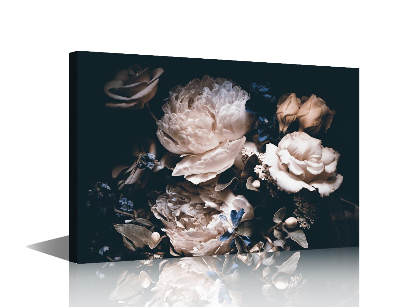 Photo 1 of 1 Panels Wall Art for Office Wall Decor Deep Background Pictures Prints on Canvas Pink Peony Posters Wall Decoration Framed Gallery-Wrapped Ready to Hang Artwork Gifts (16" Wx24 H)