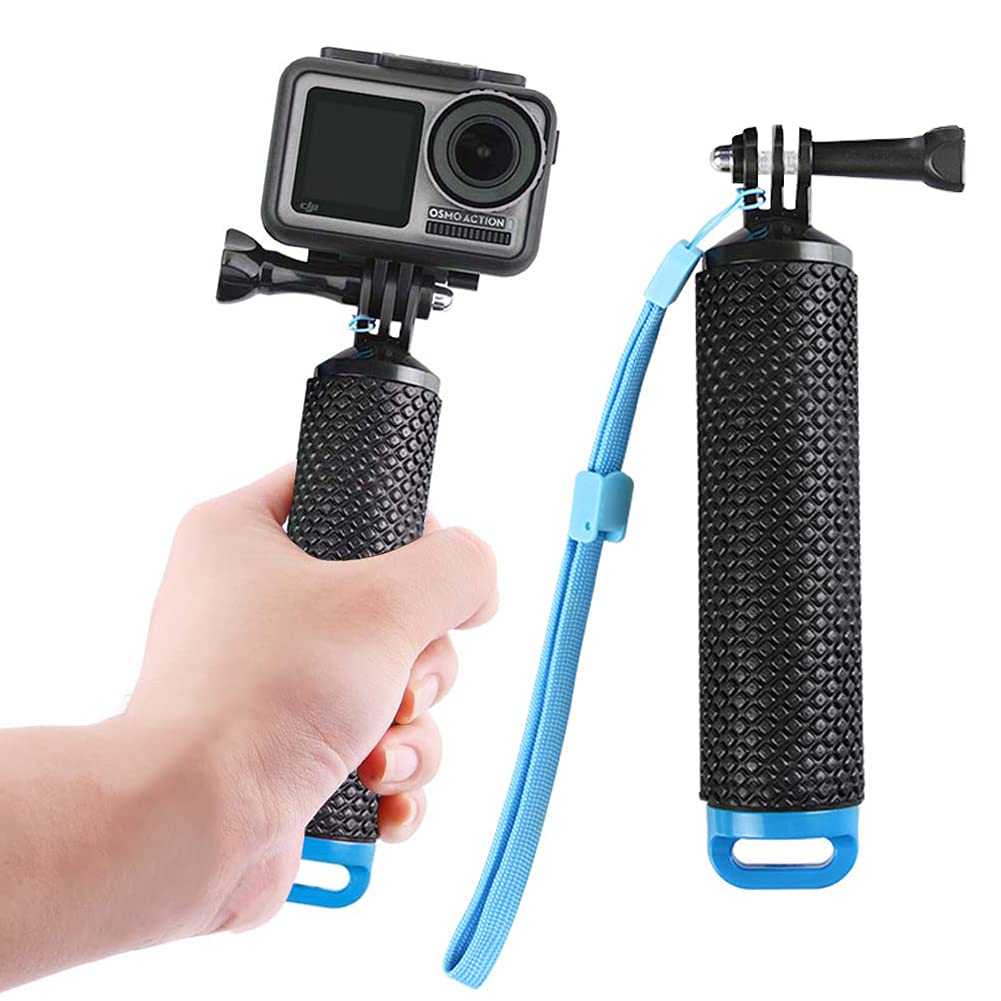 CYSJ 2 Pcs Waterproof Floating Hand Grip Compatible, Adjustable Lanyard, Handler & Handle Mount Accessories Kit & Water Sport Floaty for Action Cameras (Blue)