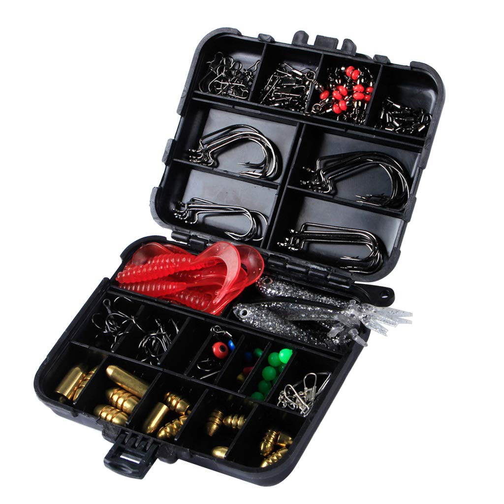 POWERTOOL Sea Fishing Tackle Box Kit Set, 138pcs Accessories Kit with Jig Hooks, Sinker Weights, Fishing Swivels Snaps, Sinker Slides, Fishing Line Beads