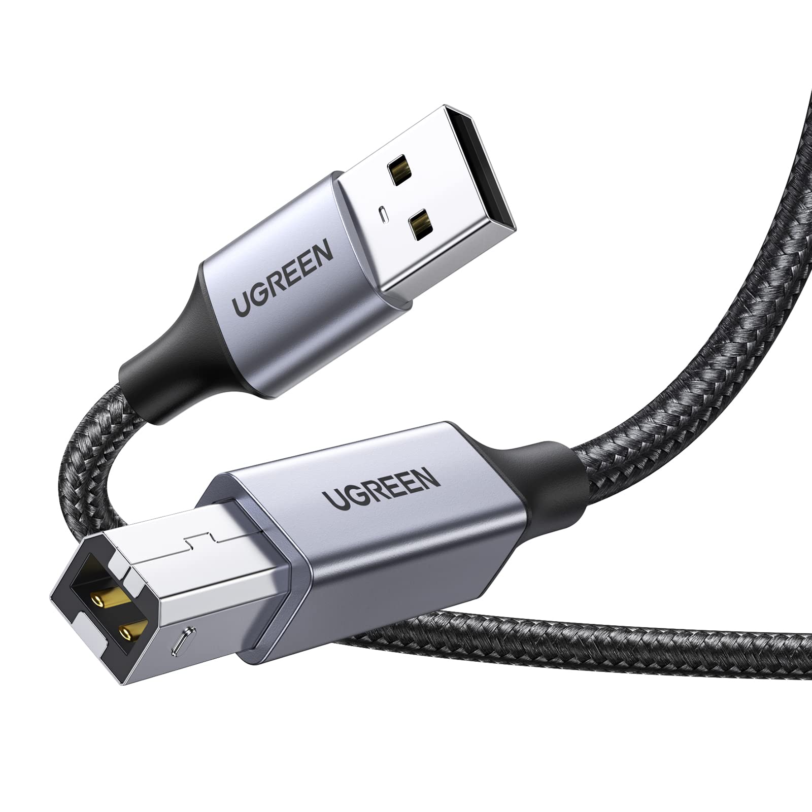 UGREEN USB A to B Printer Cable,Braided USB 2.0 Type A to USB B Male Lead,High Speed Data Cable Compatible with All USB Type B Devices Epson/HP/DeskJet/Envy/Lexmark/3D/Dell/Brother/DAC/Scanner (1M)