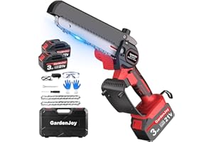 GARDENJOY Mini Chainsaw Cordless, 6 Inch Portable Small Handheld Electric Chainsaw cordless Battery Powered for Household, Garden, Yard, Tree Trimming Wood Cutting, Christmas Gifts for Men Dad Husband Women