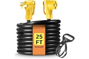 WYM WORLD RV/EV Extension Cord Outdoor with Grip Handle, Flexible Heavy Duty Gauge STW 4 Prong25FT RV Power Cord Waterproof, NEMA 14-50P to 14-50R, ETL Listed