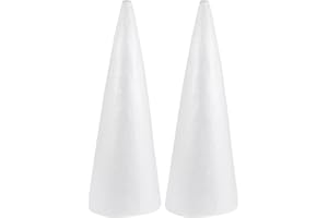 SUPVOX 2pcs Foam Cones Christmas Tree Cones for DIY Modeling Craft Floral Arranging Supplies (5.3X14.9in)