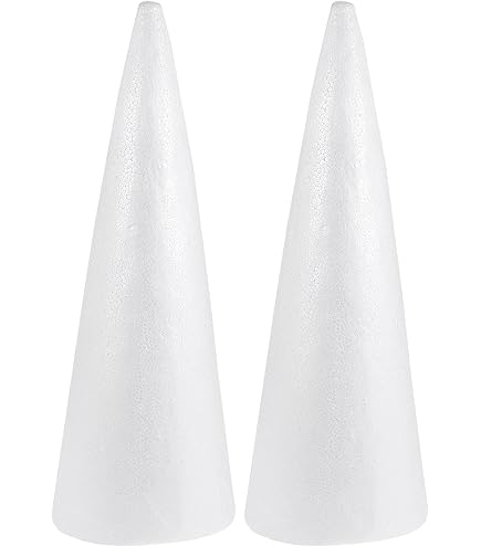 FloraCraft Coni In Polistirolo Per Artigianato – 15x7,6cm, Bianco, Confezione Da 2 Pezzi