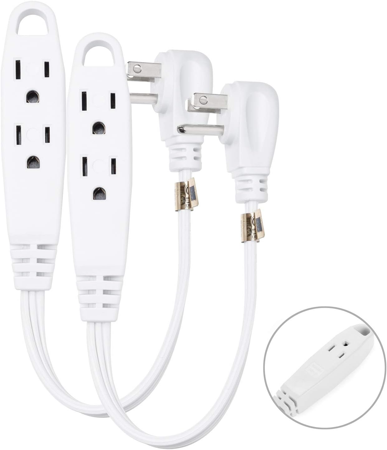 MAXIMM 2 Feet 3 Outlet Extension Cord/Wire, 3 Outlet Electrical Cord, 16AWG Indoor/Outdoor Use