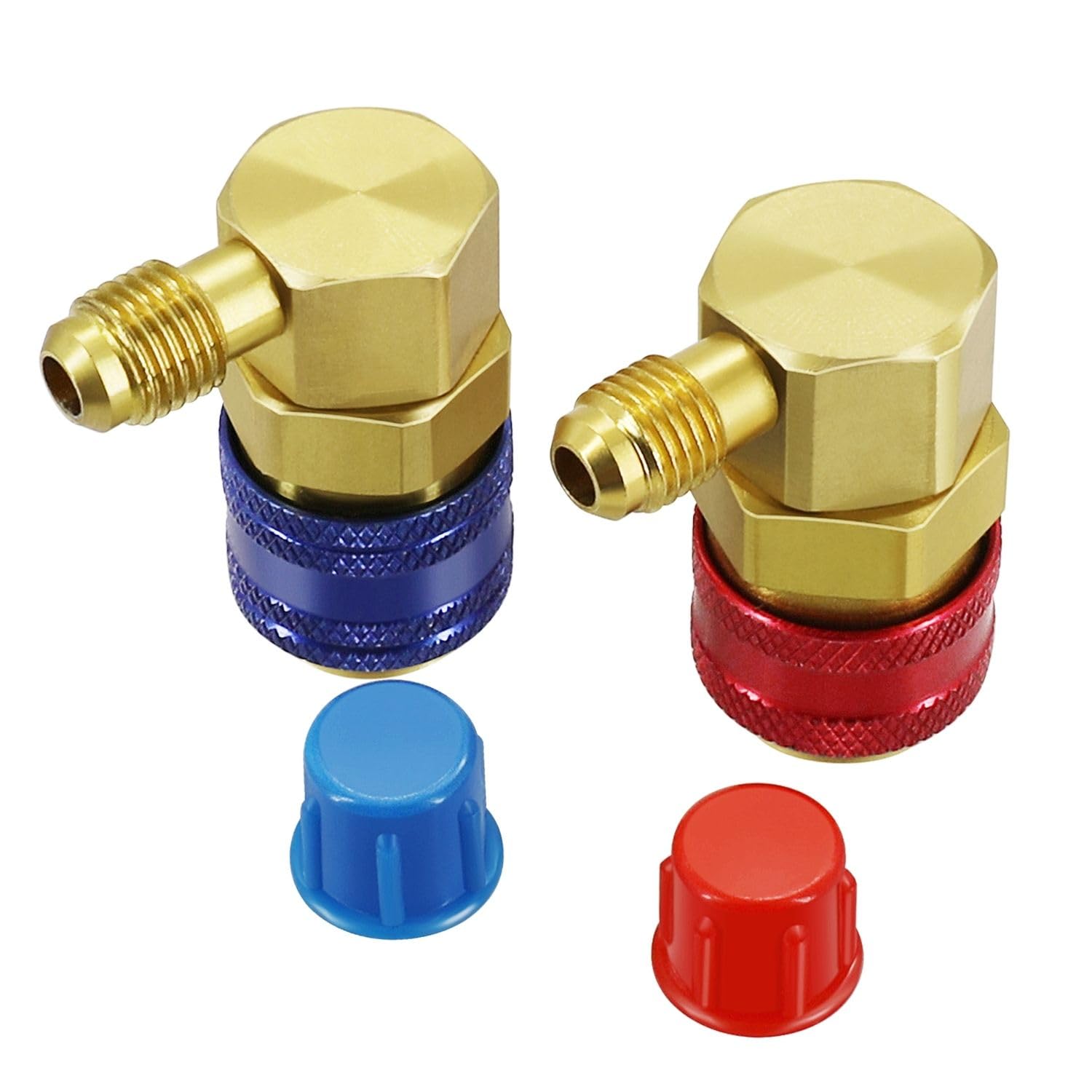 Flexzion Car AC R134a Quick Connectors System Port Adapters Couplers Low High Set Conversion Kit for HVAC Auto Air Conditioning with Manifold Hose Gauge