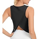 Liuetssroy Workout Tank Tops for Women Cropped Athletic Tops Sleeveless Open Back Activewear Yoga Gym Tops Loose Fit