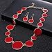 DL DiLiCa Women Statement Bib Necklace and Earring Set Charm Costume Choker Novelty Enamel Jewelry Set Red