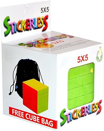 AdiChai 5 by 5 Speed Magic Stickerless Rubik Cube with Pouch