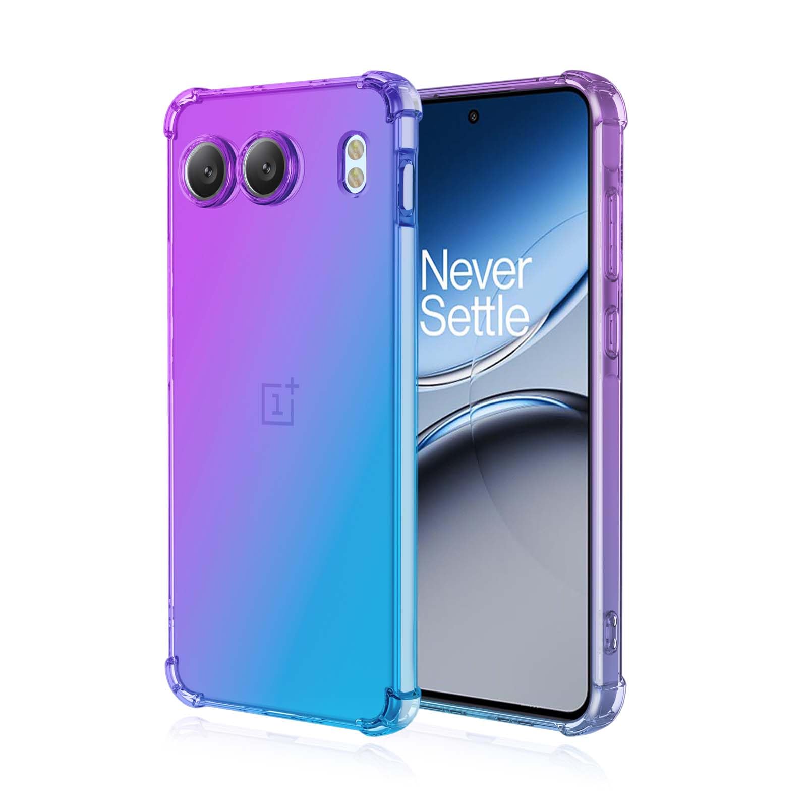WBWONE Soft TPU Cover for OnePlus Nord 4 5G Case, Slim Fashion Non-Slip Flexible Protective Shock Absorption Gradient Transparent Phone Shell Bumper (Purple Blue)