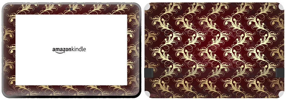 Get it Stick it SkinTabAmaFireHD89_63 Gold Floral Design On a Maroon Skin for 8.9-Inch Amazon Kindle Fire HD