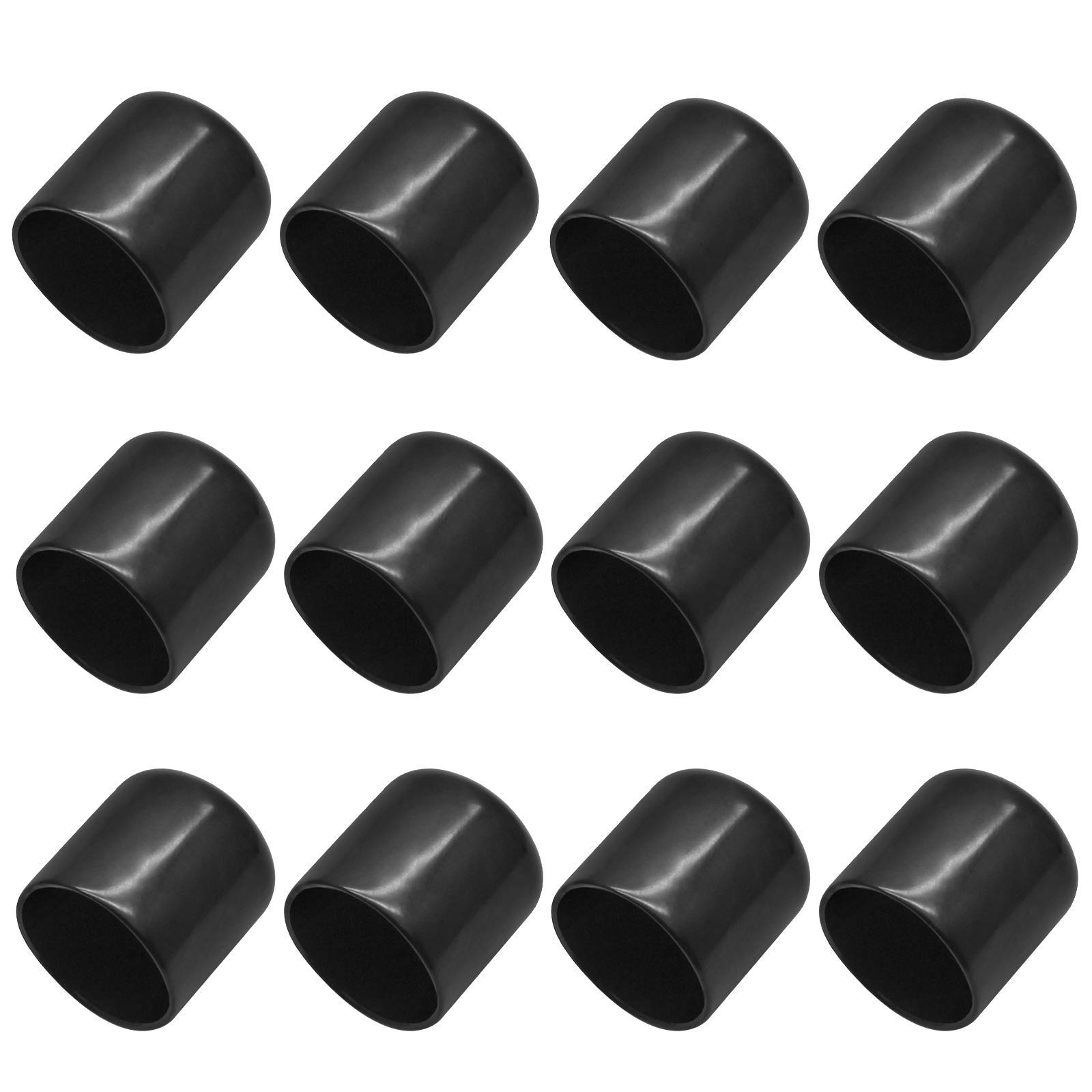 Photo 1 of Bonsicoky 12Pcs Round Rubber End Caps 1 Inch (25mm) ID Vinyl Flexible Bolt Chair Foot Covers Screw Thread Chair Leg Protectors for Round Tubing Bolt Desk Chair Leg (Black)
