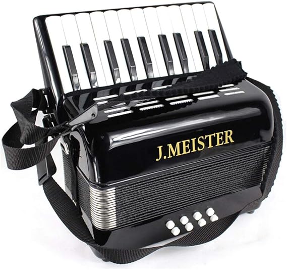 Mzutx Black Vintage Piano Accordion 8 Bass 22key Children's