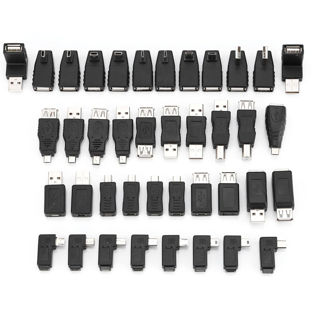 SUNGOOYUE USB2.0 Adapters, Different Angled Pack of 40 Mini Micro Type B Male Female Converter Connector
