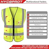 HYCOPROT High Visibility Reflective Safety Vest Yellow M with Pockets view 2